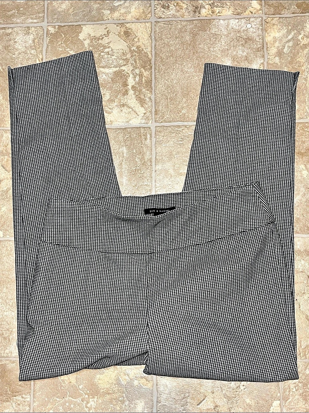 Zac & Rachel Houndstooth Print Pull-On Pants Black & White 12